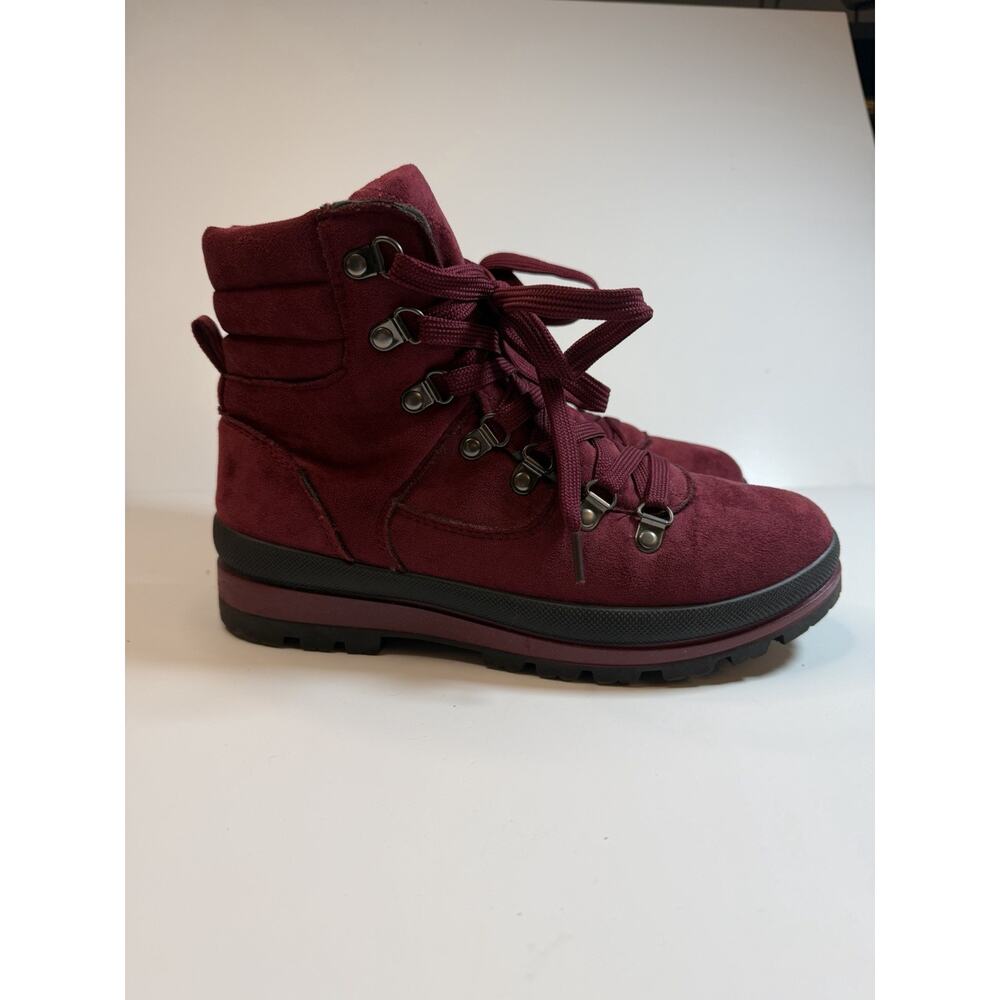 Shapua Women’s Suede Ankle Boots Burgundy Size 7 - Picture 2 of 5